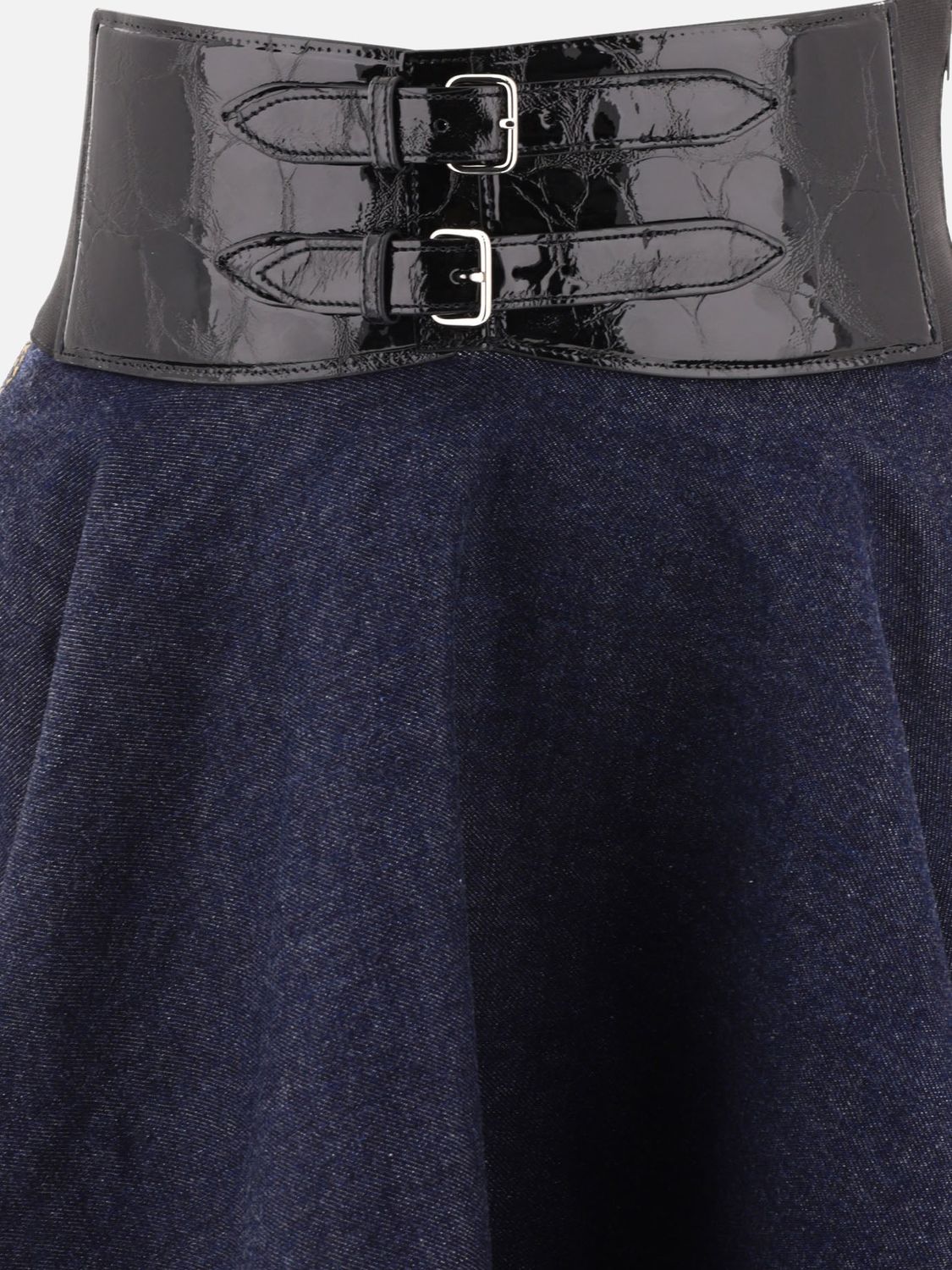 ALAIA Belted Denim Skirt for Women - Regular Fit, Blue, SS24