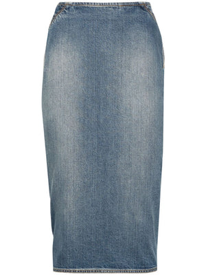 ALAIA SS24 Blue Mid-length Denim Pencil Skirt for Women