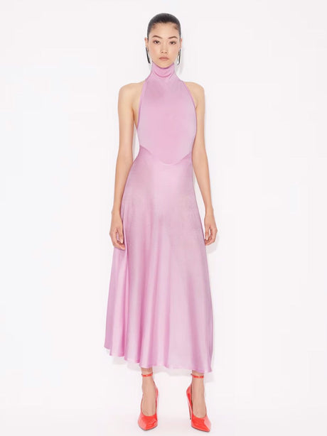 ALAIA Shiny Flared Dress for Women in Pink, Perfect for SS24