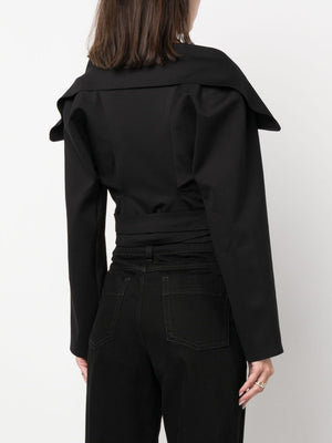 时尚黑色女士拉链夹克 - FW23