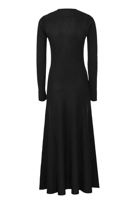Elegant V-Neck Long Dress in Black for Women - SS24