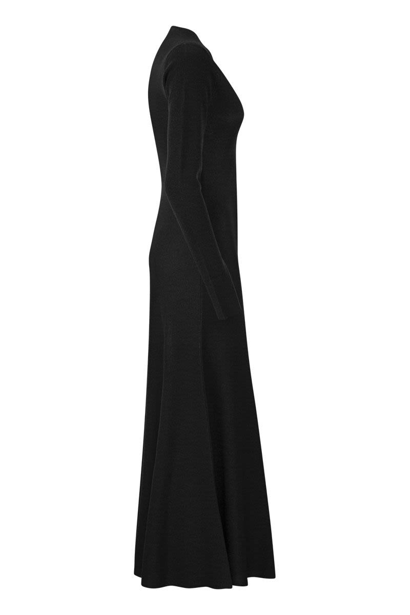 Elegant V-Neck Long Dress in Black for Women - SS24
