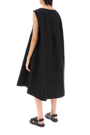 MARNI Women's Black Cotton Sleeveless Midi Dress with Oversized Back Panel