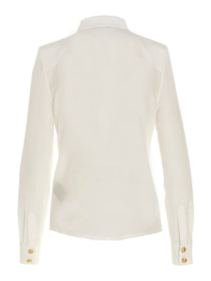 BALMAIN Blanc Buttoned Crepe of Chine Shirt for Women - FW23 Collection