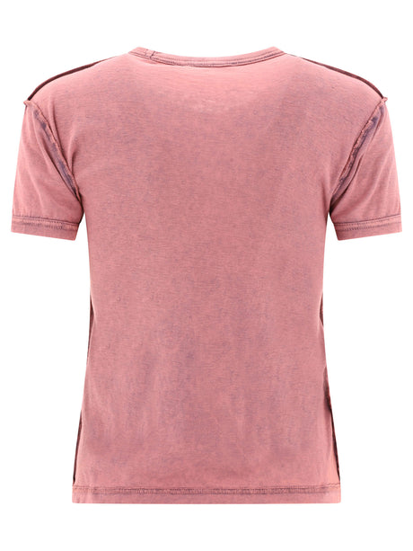 粉紅色純棉女性LOGO T恤