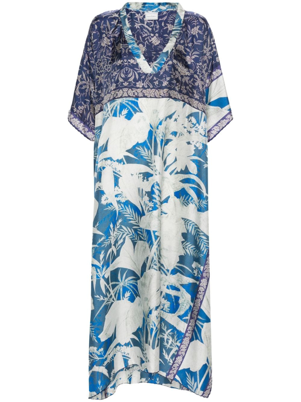 PIERRE LOUIS MASCIA Blue Multicolour Silk Caftan Dress for Women