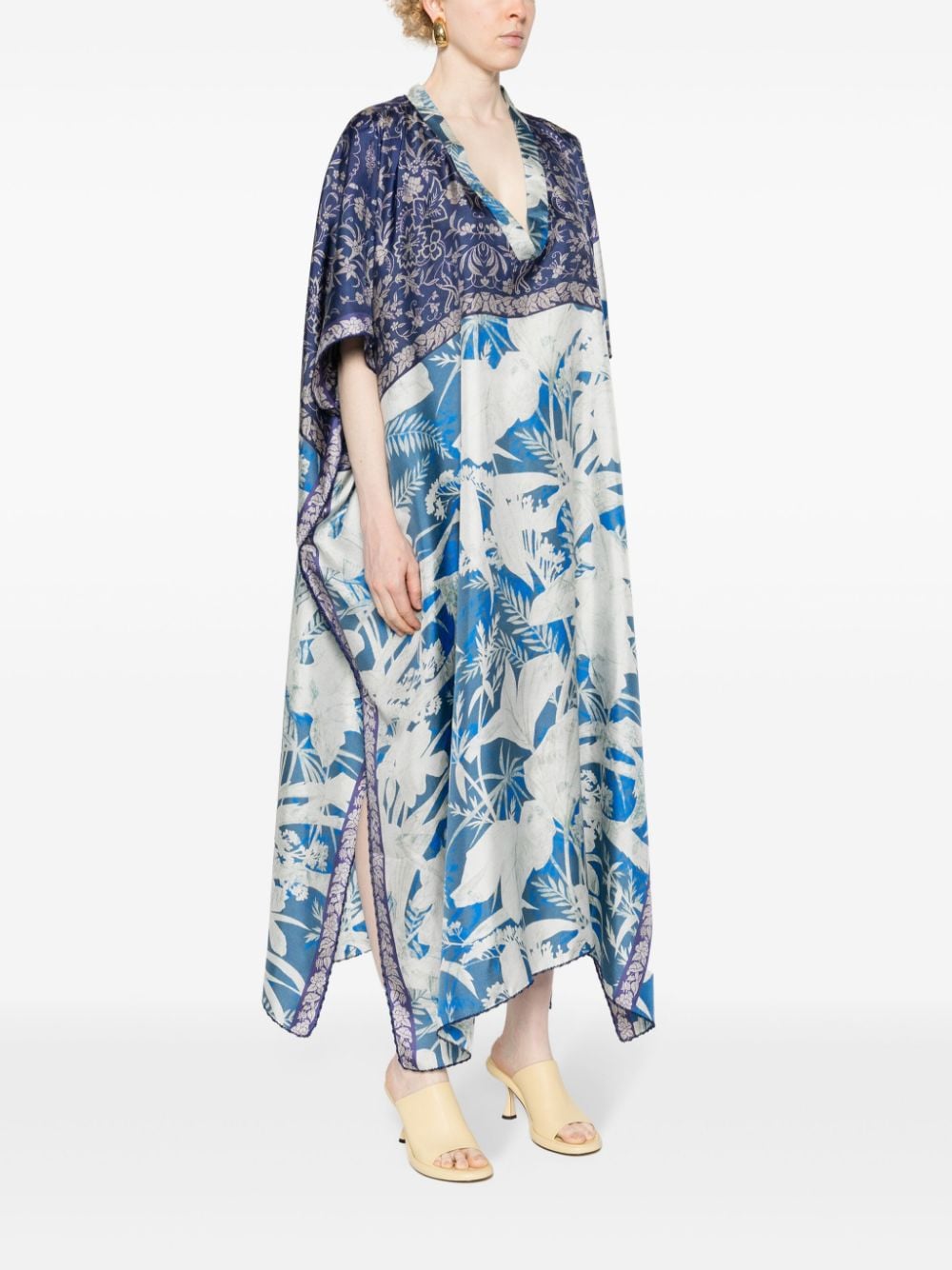 PIERRE LOUIS MASCIA Blue Multicolour Silk Caftan Dress for Women