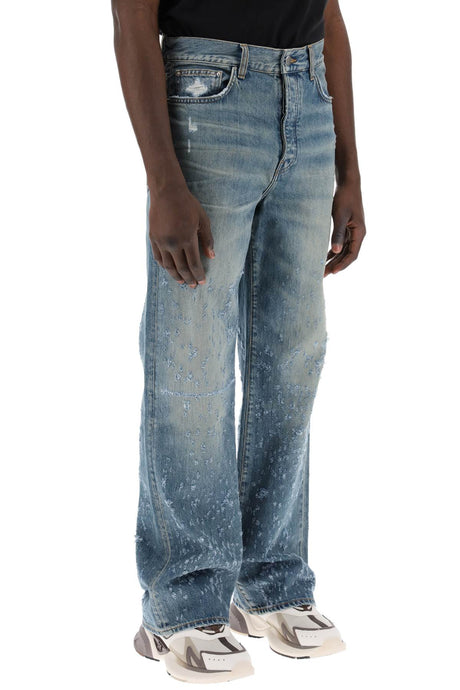 Quần Jeans Rộng Nam Màu Xanh Lảm Nhảm