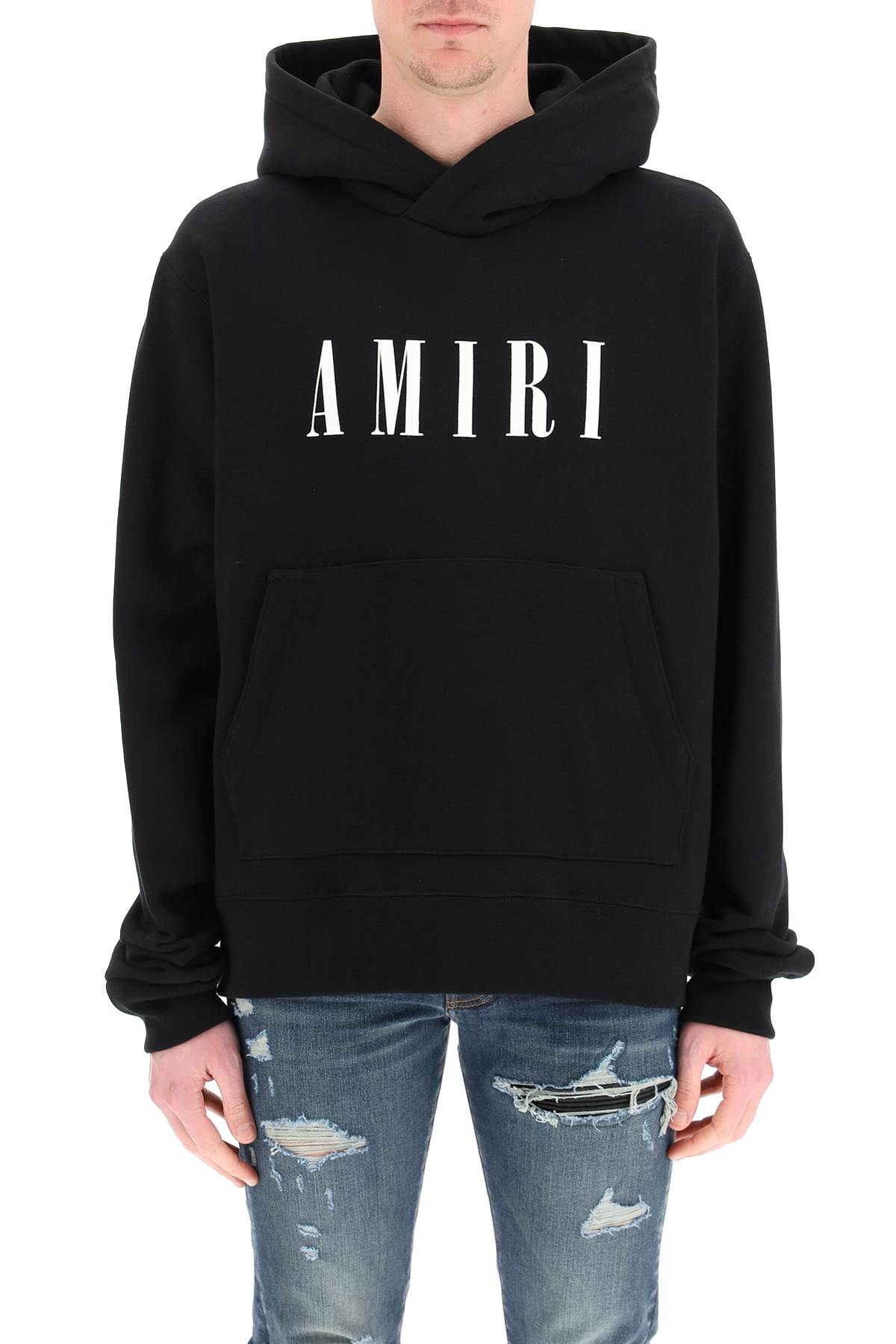 Men's French Terry Cotton Hoodie with Amiri Core Logo in Black for SS24