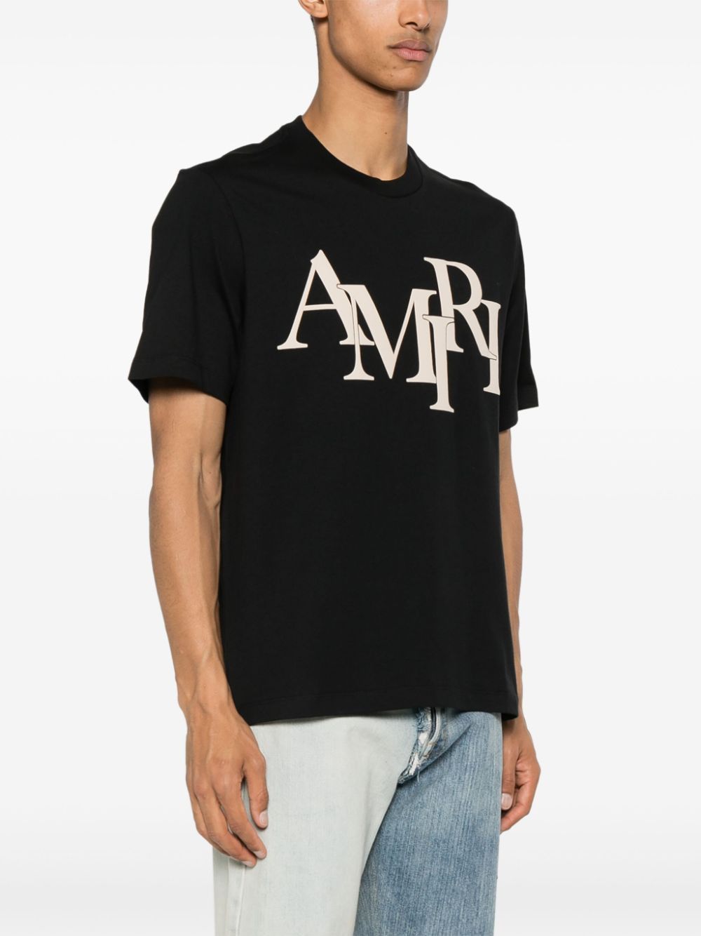 AMIRI Staggered Black Tee for Men - Limited Edition
