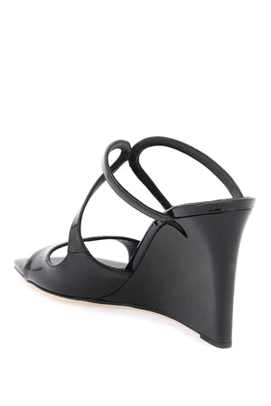 JIMMY CHOO Elegant Black Patent Leather Wedge Sandals for Women - Perfect for FW24