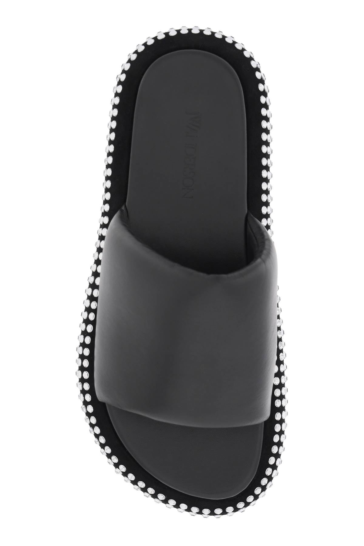 女式黑色水晶滑坡凉鞋 - SS23系列