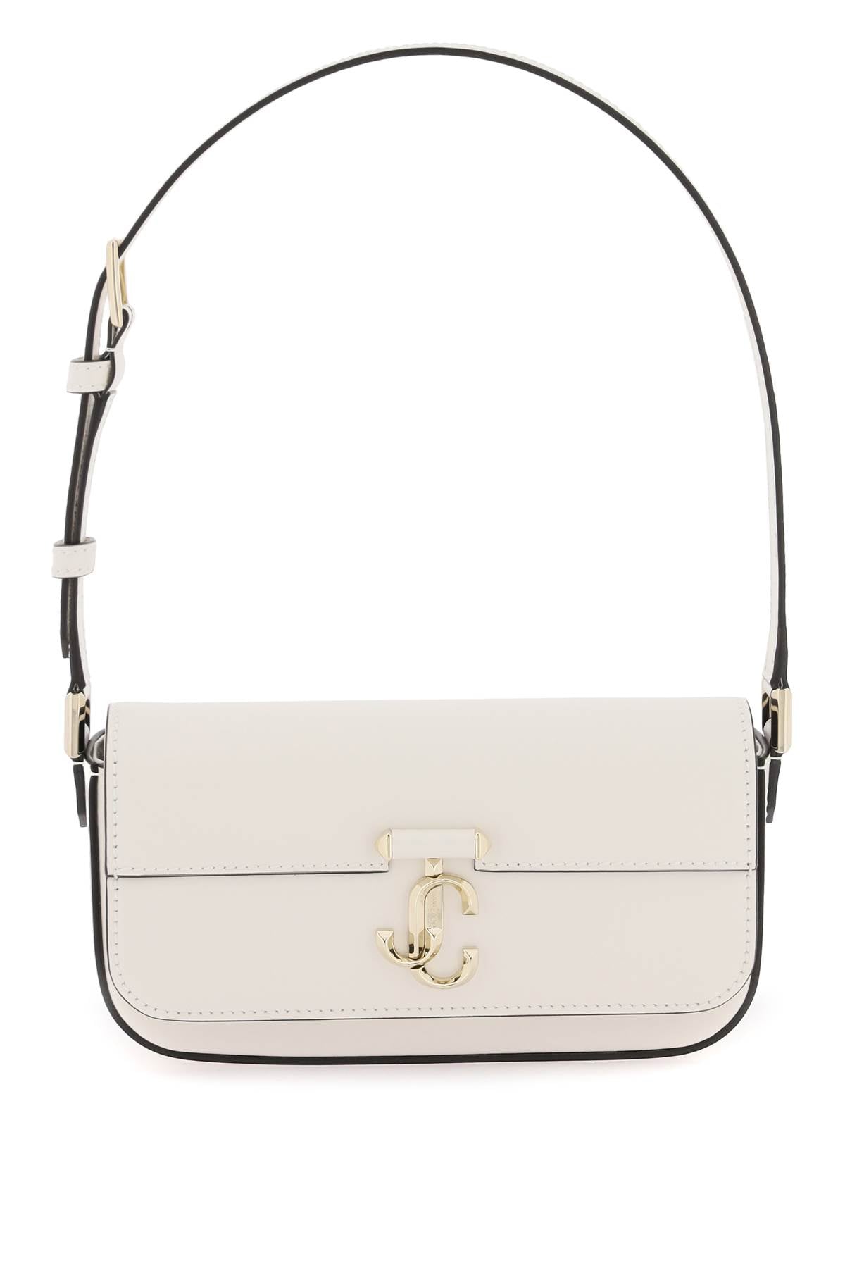 JIMMY CHOO White Mini Shoulder Handbag with Gold JC Detail and Magnetic Closure for Women, SS24