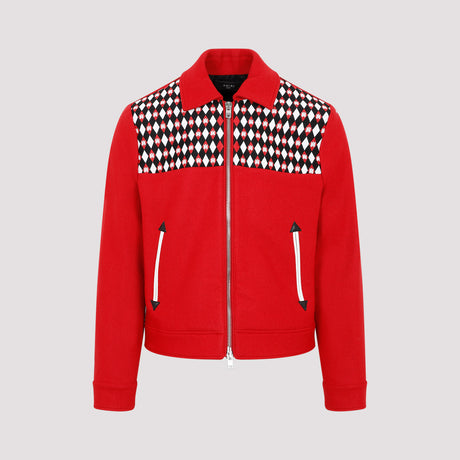 AMIRI Embroidered Wool Blouson Jacket for Men in Red - Fall/Winter 2023 Collection