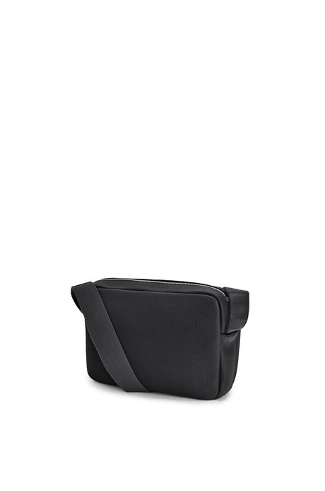 LOEWE Mini Military Messenger Bag in Soft Black Leather, 18x23x9cm