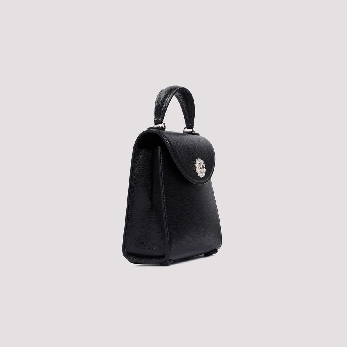 SS24コレクションの女性用ブラックトップハンドルハンドバッグ