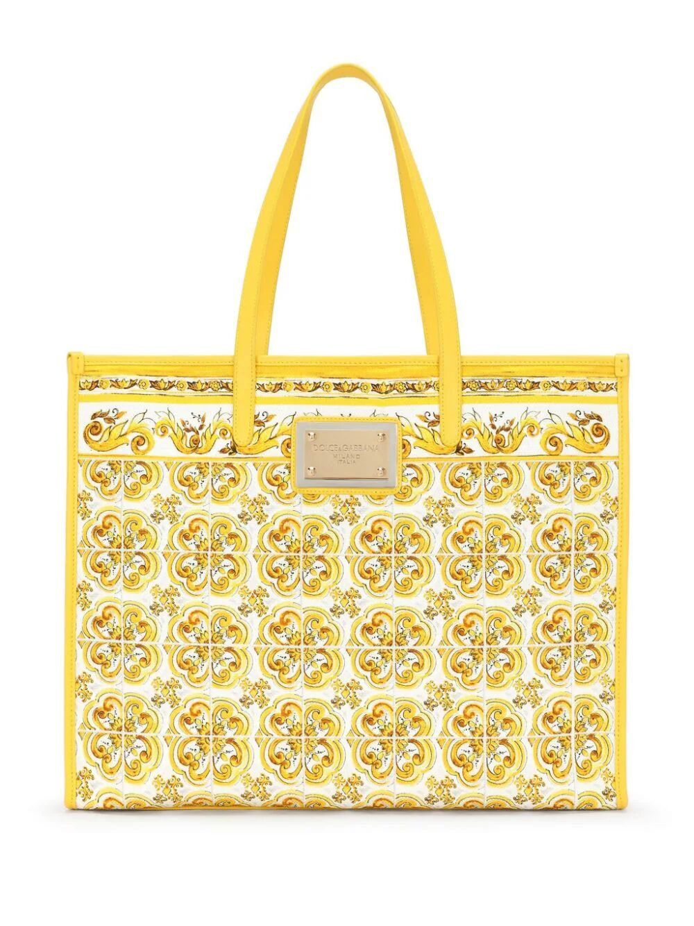 DOLCE & GABBANA Women's Large Yellow Canvas Tote Shopping Bag for Fall/Winter 2024