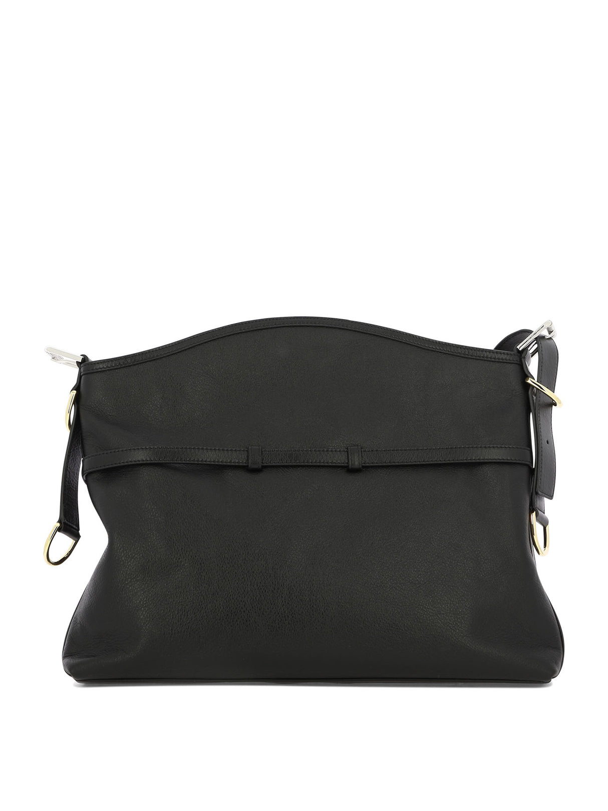 Túi xách vai da đen tinh tế Voyou kích thước trung bình với điểm nhấn kim loại - 40x27x6.5 cm