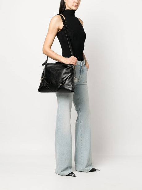 GIVENCHY Elegant Medium Black Leather Shoulder Bag