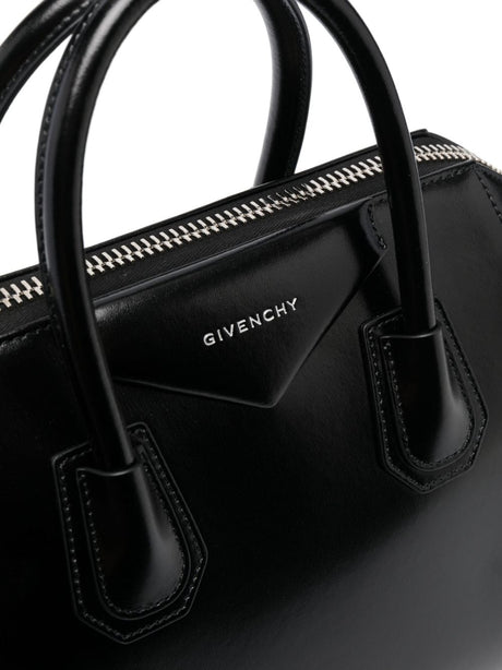 GIVENCHY Small Antigona Black Leather Tote with Detachable Strap and Silver-Tone Accents