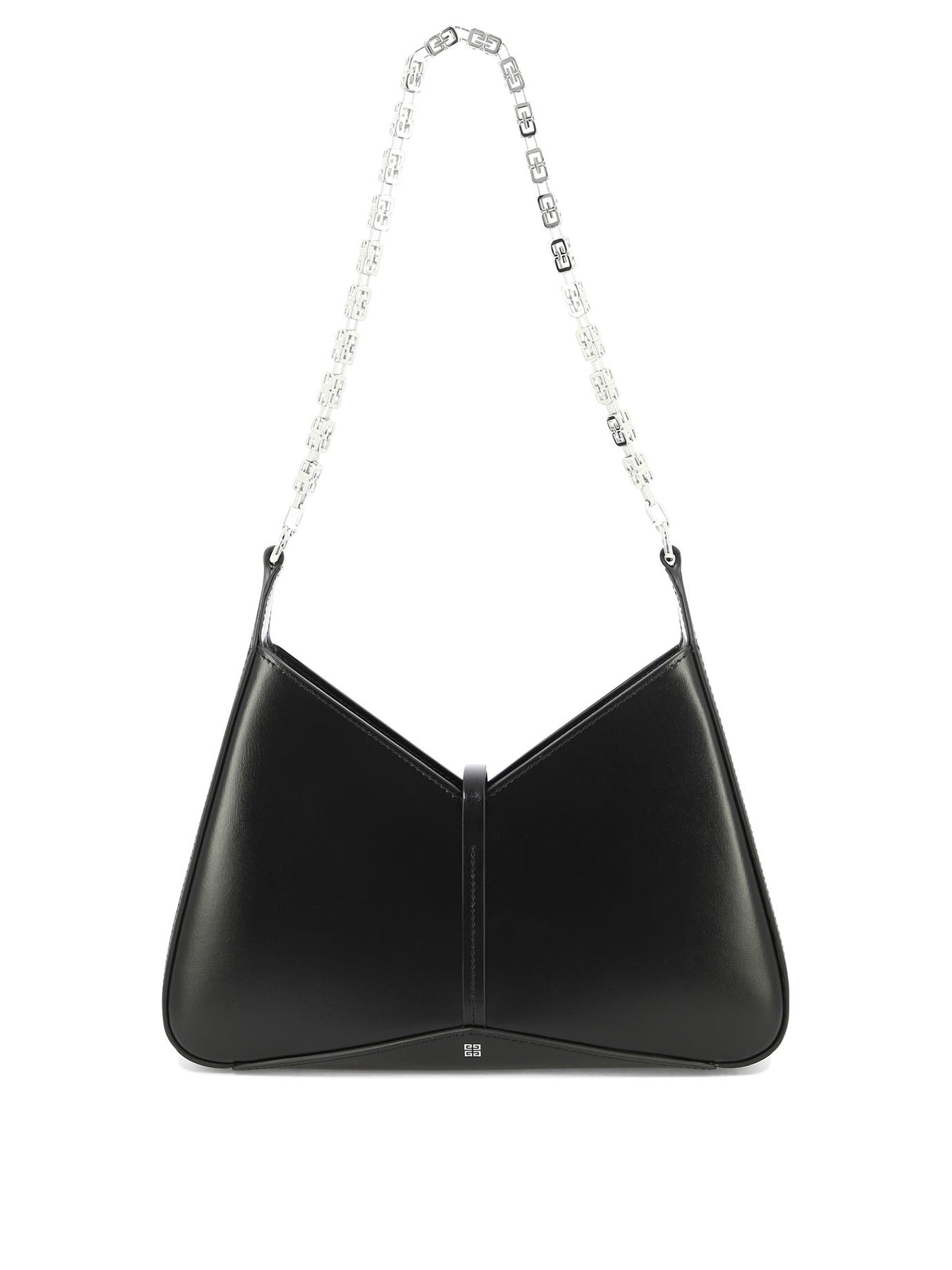 GIVENCHY Chic Mini Cut-Out Shoulder Bag with V-Cut and G-Cube Chain Detail in Black Leather