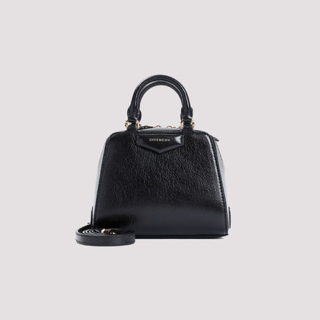 GIVENCHY Elegant Mini Top Handle Handbag in Black Buffalo Leather (6.5"x5.1"x3.9")