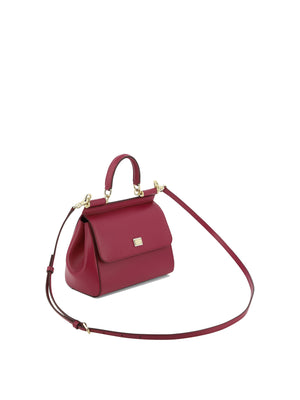 DOLCE & GABBANA "Small Sicily" Fuchsia Pink Leather Top-Handle Handbag for Women
