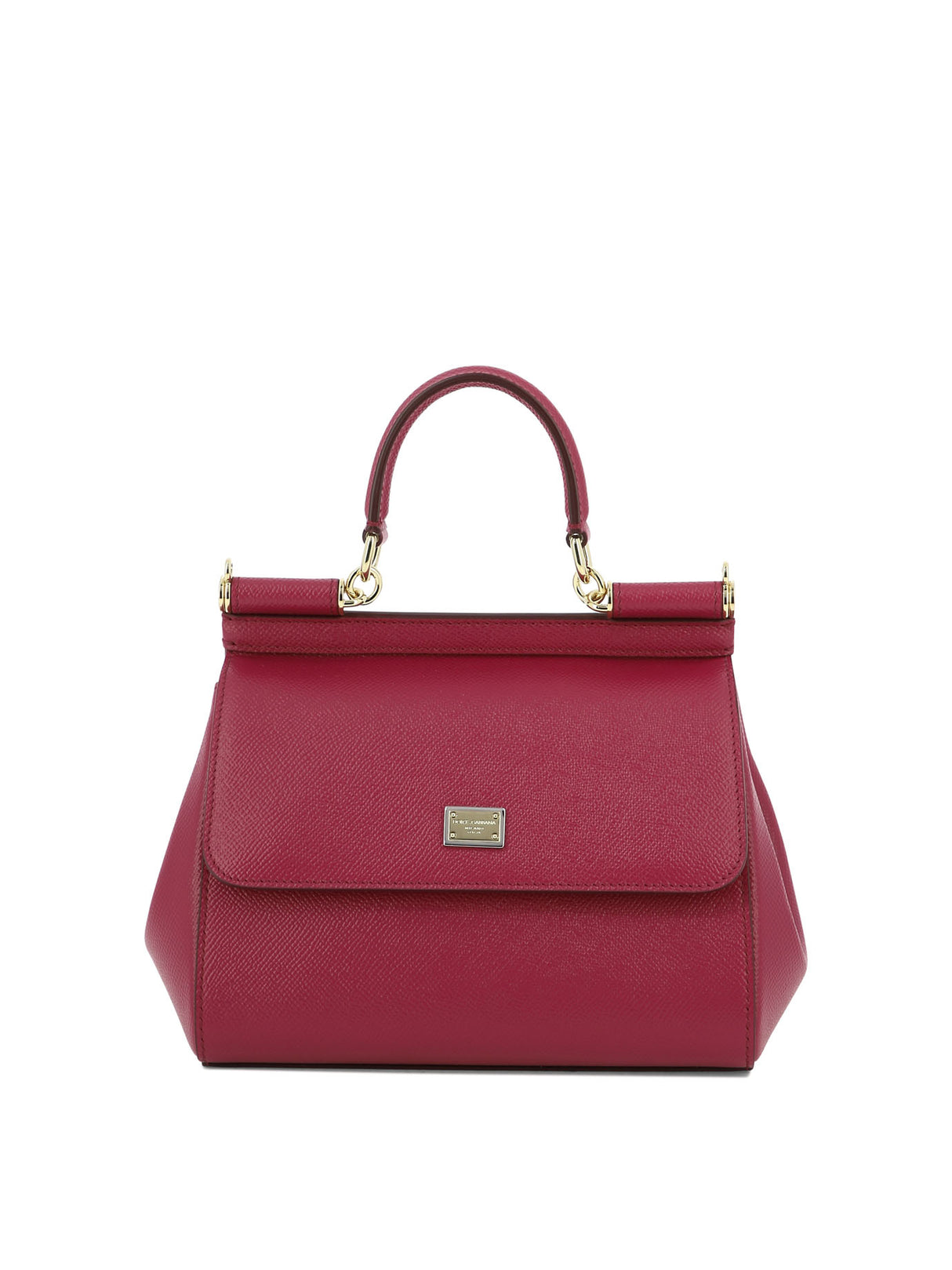 DOLCE & GABBANA "Small Sicily" Fuchsia Pink Leather Top-Handle Handbag for Women