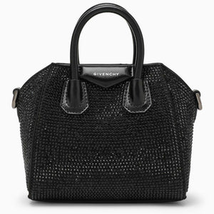 GIVENCHY Black Satin Rhinestone-Covered Micro Handbag for Women - SS24
