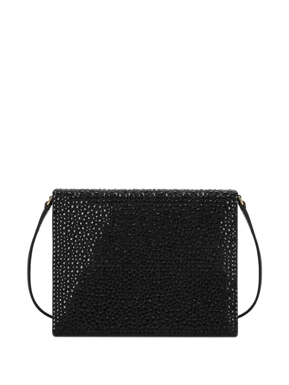 DOLCE & GABBANA Black Crystal-Encrusted Handbag with Embossed DG Logo