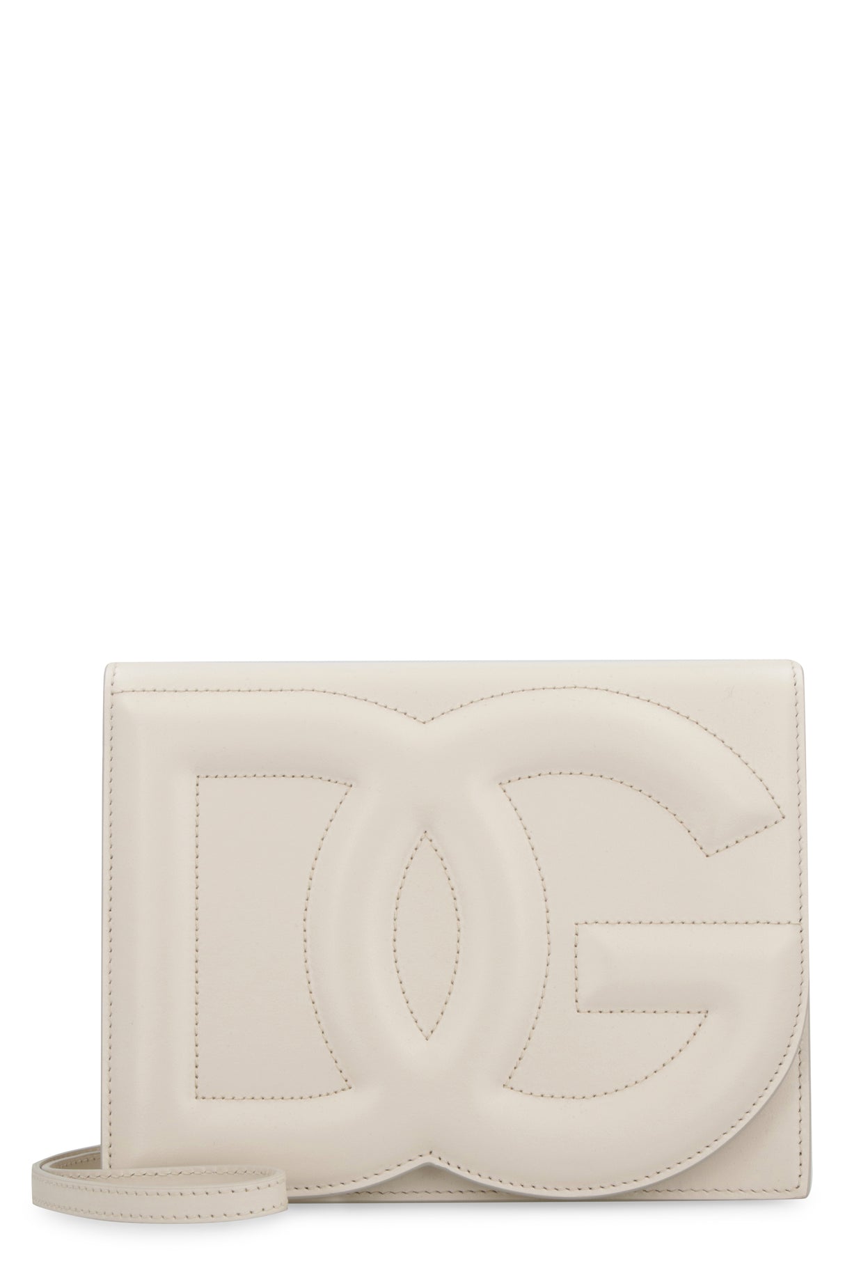 DOLCE & GABBANA Cream-Colored Calfskin Handbag with Embossed DG Logo for Women