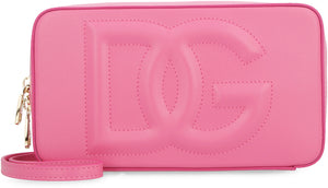 粉紅皮革相機手提包，壓花DG標誌
