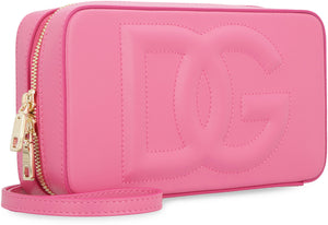 DOLCE & GABBANA Pink Leather Camera Handbag with DG Logo