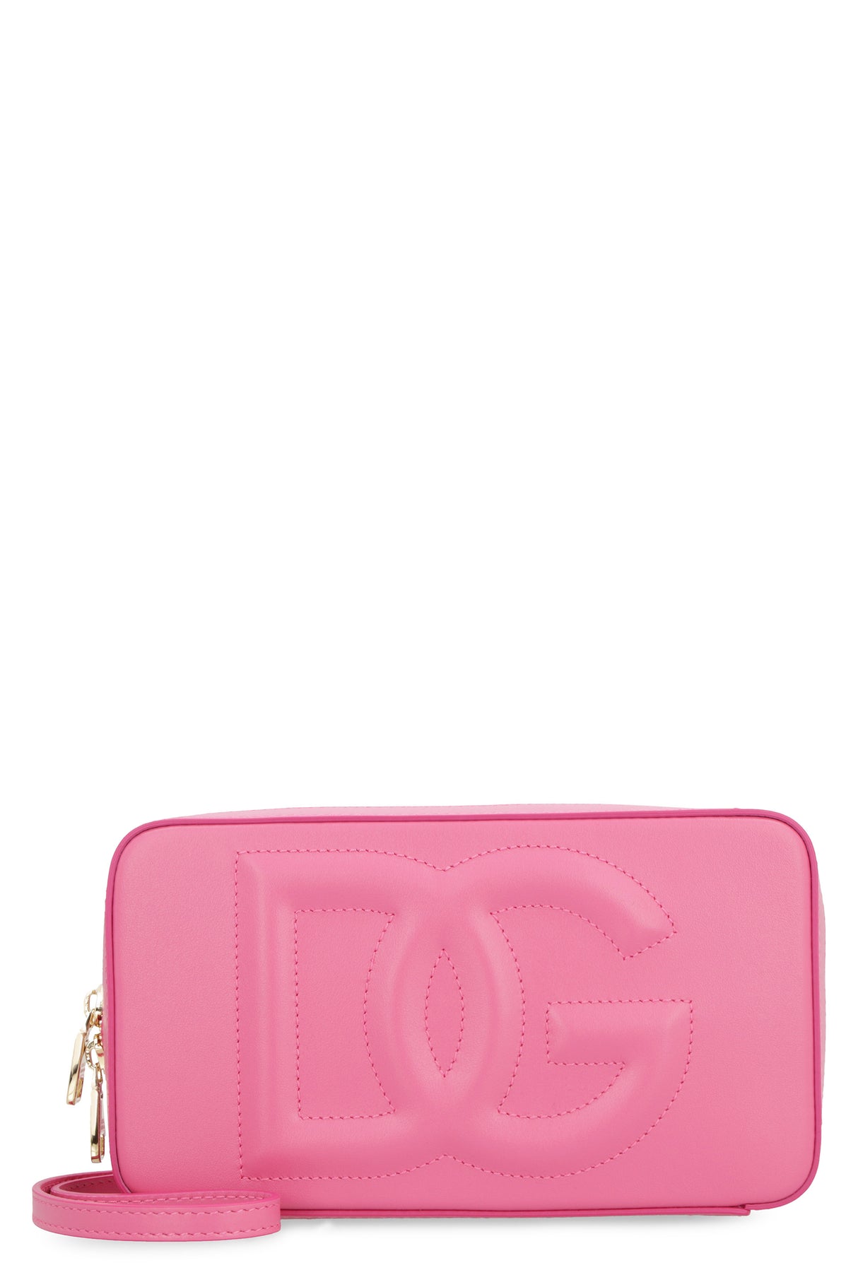 粉色DG标志皮革相机手提包