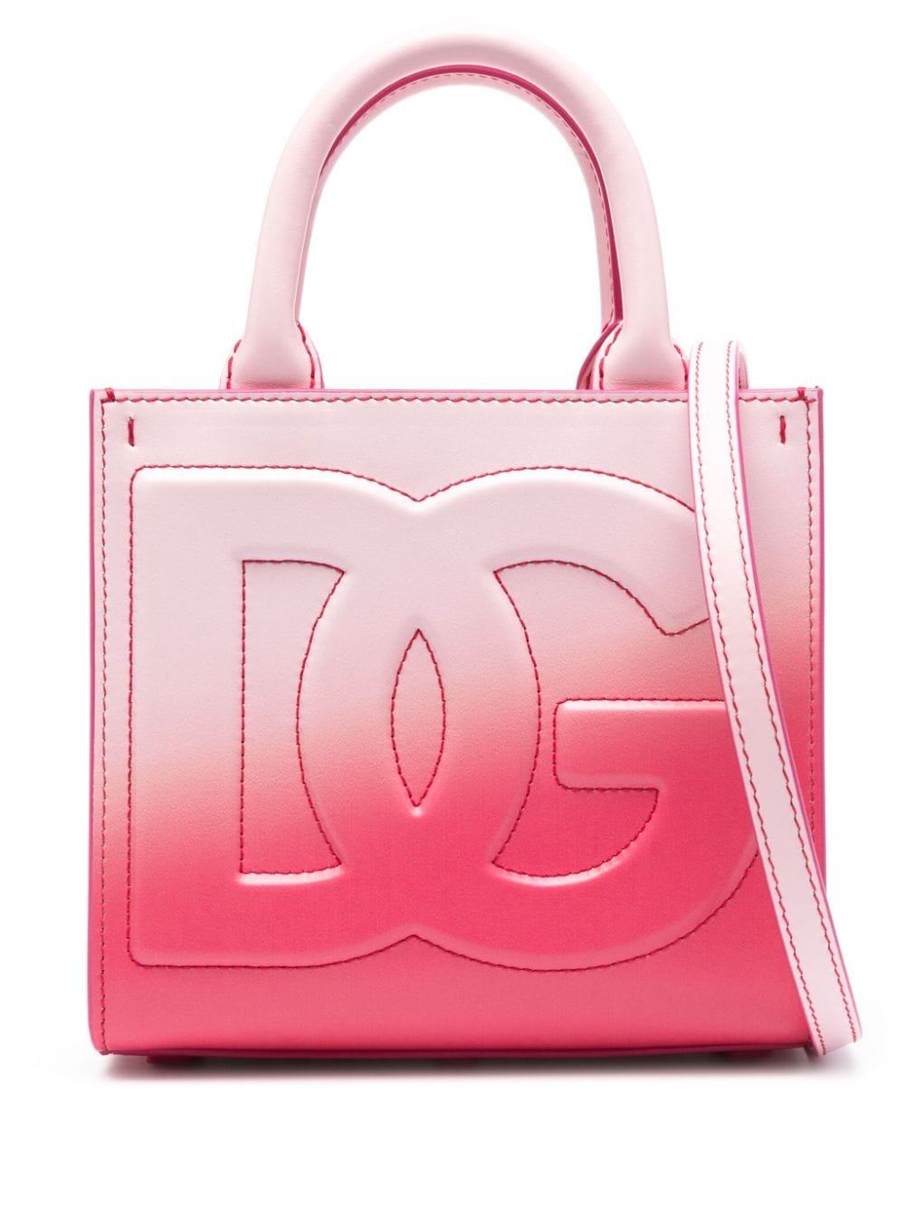粉色漸層小牛皮手提包帶有DG標誌