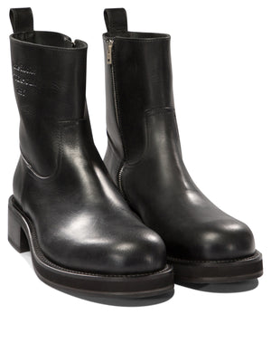 ACNE STUDIOS LEATHER WAXED ANKLE BOOTS