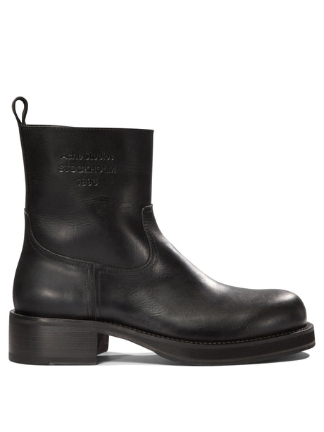 ACNE STUDIOS Sleek Waxed Leather Ankle Boots