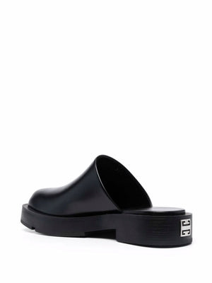 GIVENCHY Black Squared Leather Backless Loafers for Women - FW21