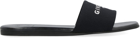 GIVENCHY Black Leather Slide Sandals | Embroidered Logo | Women's Sandals
