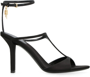 GIVENCHY Black Satin Pointy Toe Sandals with Adjustable Ankle Strap