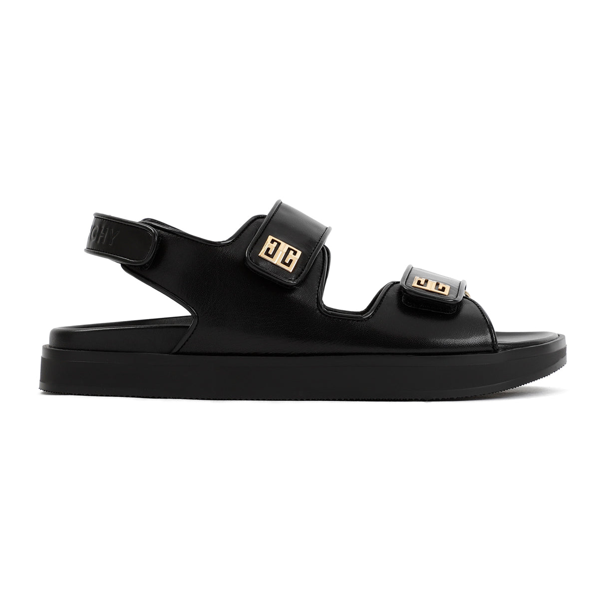 GIVENCHY Black Round Toe Goatskin Sandals for Women