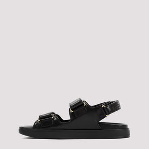 GIVENCHY Black Leather Flat Sandals for Women - FW23