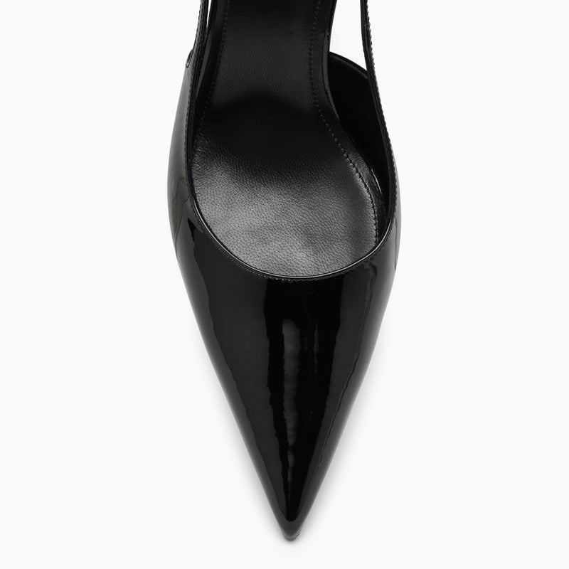 Giày cao gót slingback da bóng màu đen - SS24