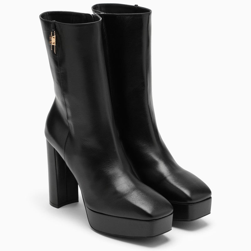 GIVENCHY Black Platform Ankle Boots with 4G Padlock for Women - FW23 Collection