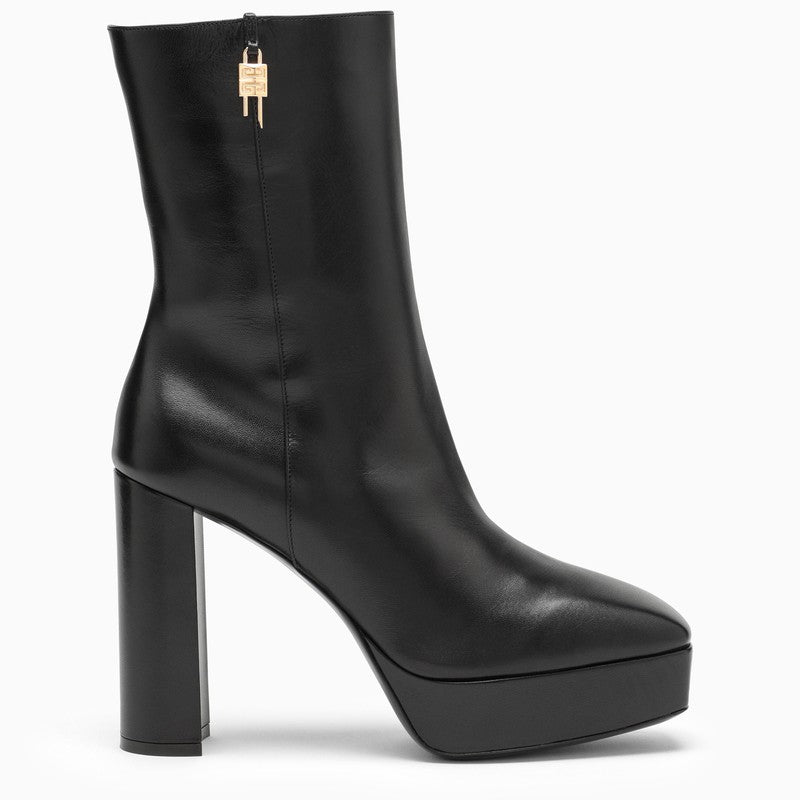 GIVENCHY Black Platform Ankle Boots with 4G Padlock for Women - FW23 Collection