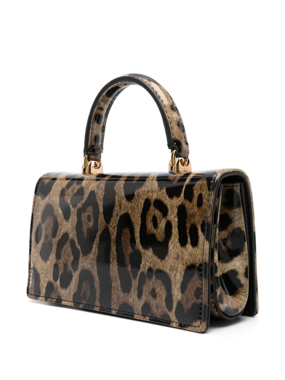 DOLCE & GABBANA DG Girls Leopard-Print Crossbody Handbag in Brown Patent Leather - FW23