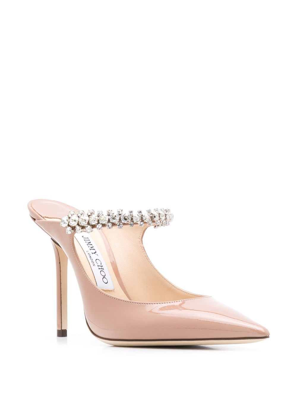 粉紅水晶帶專利皮革平底鞋