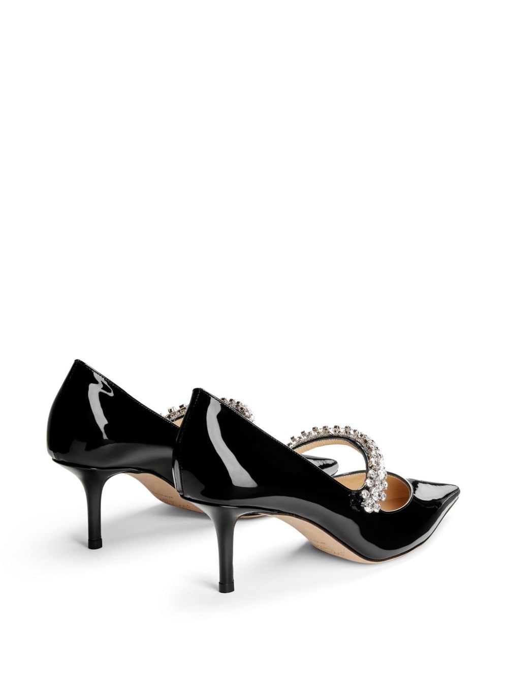 Giày cao gót da bóng được trang trí bởi Swarovski cho phụ nữ - Màu đen
