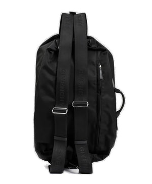GIVENCHY Men's Medium Black Cotton-Acrylic Zip Backpack SS24
