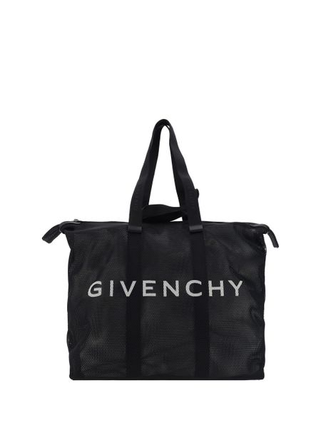 GIVENCHY Men's Black Mesh Tote Handbag for FW23
